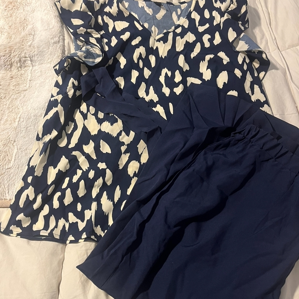 Stylish Women's Navy and Cream Top